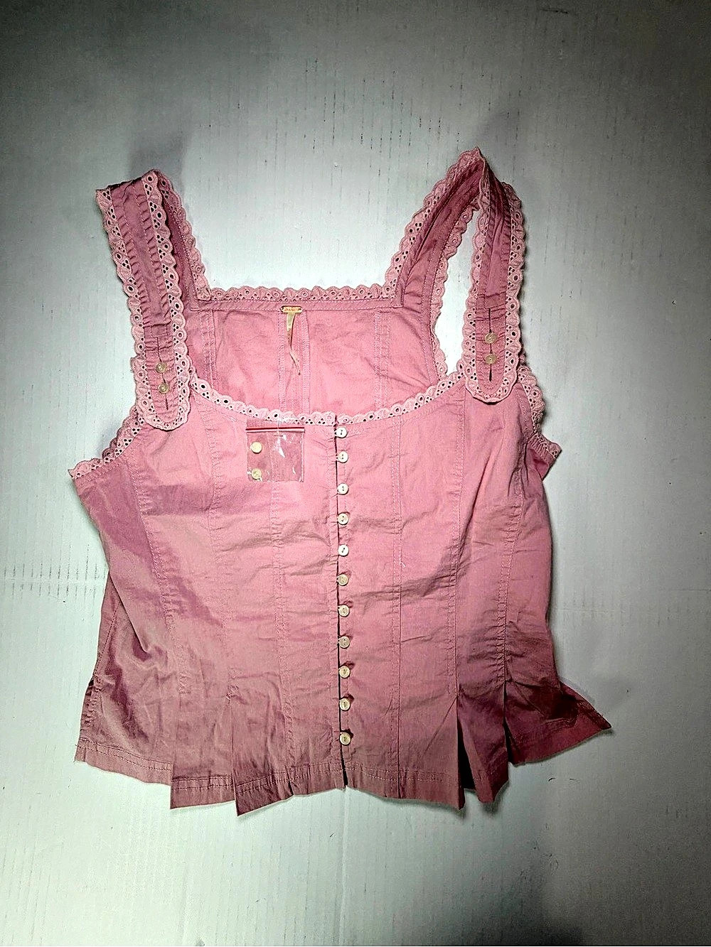 Free People Bridgette Corset Top Pink Button Front Tank Medium